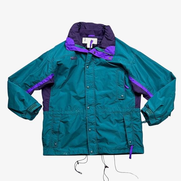 Vintage Columbia Jacket Mens M Medium Teal Lightweight NyloN *MISSING FLEECE - Picture 1 of 13